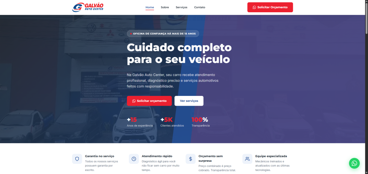 Galvão Auto Center — projeto desenvolvido pela Lev Sistemas