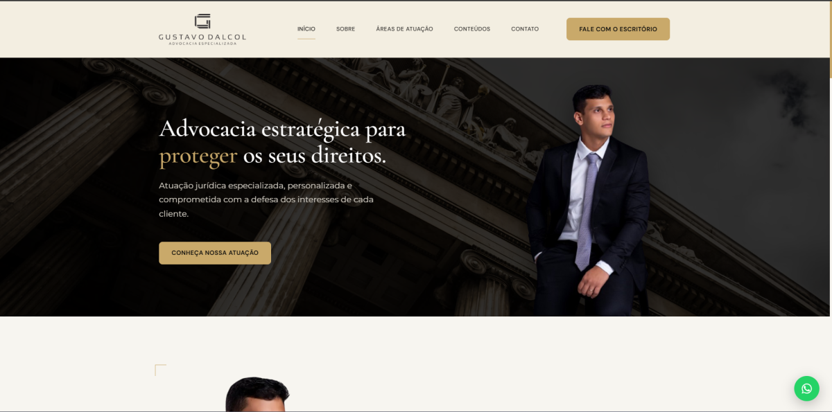 Advogado Gustavo Dalcol — projeto desenvolvido pela Lev Sistemas